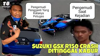 Crash Suzuki GSX R150 dengan Honda Jazz BK 1175 H, Honda Jazz Kabur (Ngakunya Petugas Tapi Kabur)