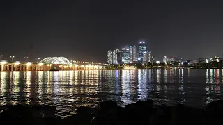 Han River at night. 4K, real time | 한강 밤, 야경, 4k 영상. 밤에 한강 가지 말고 실시간으로 보세요...