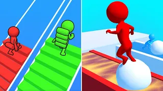 Max Levels Snow Race Vs Bridge Race🟥🟩🟥Walkthrough Mobile Gameplay ZE2A