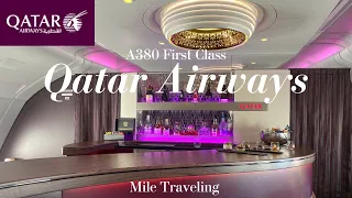 カタール航空A380ファーストクラス 素敵過ぎた搭乗記✈️ドーハ⇒バンコク 機内バーラウンジ/ 機内食/ アメニティ【sub】