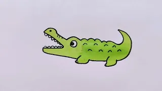How to draw  crocodile/ Cute draw for kid/ Draw step by step for children.