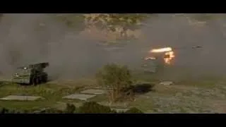 Hellenic Artillery MLRS RM70 firing, slow motion.