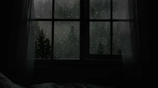 💤 Deep sleep in Bedroom w/ Heavy Rain in Winter Forest - Rain for Sleeping, studying & Meditation
