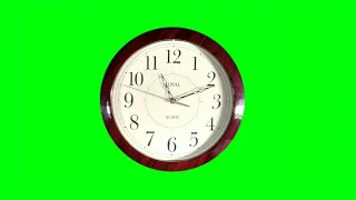 Analog Clock Spinning, Watch Animation Green Screen Video Stock Footage HD