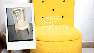 PLASTIC CHAIR TRANSFORMATION TO ACCENT CHAIR | No sewing needed