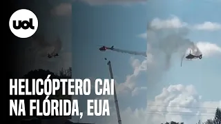 Helicóptero dos bombeiros cai e deixa um morto e 4 feridos em Pompano, na Flórida; veja vídeo