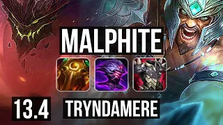 MALPHITE vs TRYNDAMERE (TOP) | 7/0/6, Rank 3 Malph, Godlike | KR Challenger | 13.4