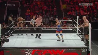 Roman Reigns, Randy Orton & Ryback Vs Seth Rollins, Big Show & Kane - WWE Raw 30/03/2015 (Español)