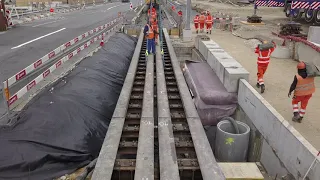 Démontage du pont provisoire du chantier des Ripes