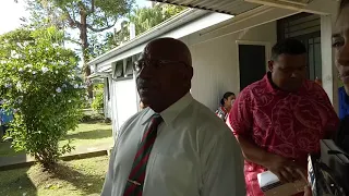 SODELPA leader and former Fiji PM Sitiveni Rabuka makes a statement after court appearance