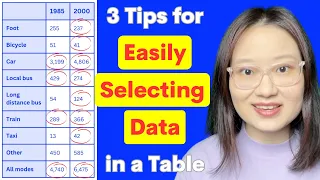 3 tips for *easily* selecting data in a table - writing task 1 table chart