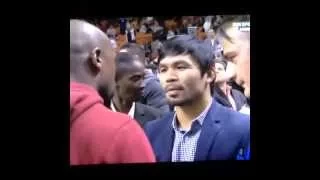 WoW! Floyd Mayweather & Manny Pacquiao talking at center court at the HEAT game! @ukraineatamanspro