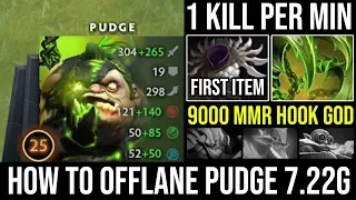 How to Offlane Pudge Like a 9000 MMR God - First Item Blade Mail & 1Kill Per Min with 99% Hook DotA2