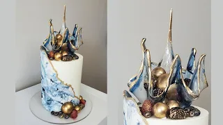 Buttercream Marble Cake Tutorial | Isomalt Bowl | Cake Decorating Tutorial