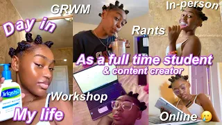 Day in my life as a full time student/ content creator ! | +GRWM for in person school | ItssNiquess