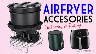 Testing & Unboxing Must have Air fryer ACCESSORIES - pizza cheesecake chicken skewers banana muffin