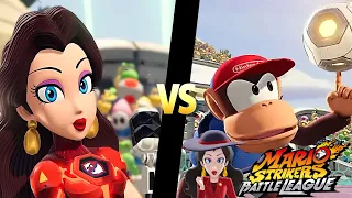 Mario Strikers Battle League Team Pauline vs Team Diddy Kong in Planetoid