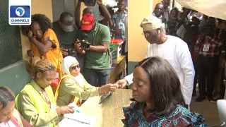 Sanwo-Olu, Wife Vote At Ward Eiyekole Polling Unit