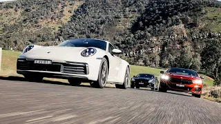 Jaguar F-Type SVR vs Porsche 911 Carrera 4S vs BMW M850i