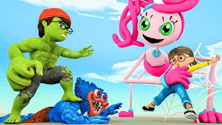 Mommy Long Legs kidnapped Tani! Nick Hulk Defeat Huggy Wuggy - Scary Teacher 3D Cartoon Nick & Tani