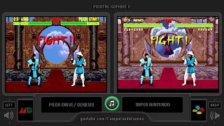 Mortal Kombat II (Sega Genesis vs Snes) Side by Side Comparison