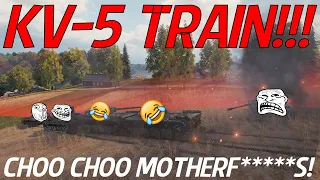 World of Tanks: KV-5 Train: 3300 Ramming Damage Game! (Best WOT Moment Ever!)