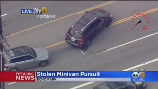 Police Use PIT Maneuver To End Chase With Stolen Minivan In Echo Park