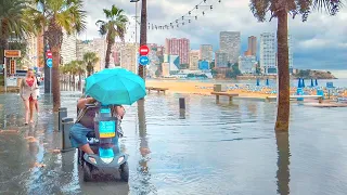 Benidorm Flash Floods 🇪🇸 Walking Spanish Seaside Town after Heavy Rain - 4K 60FPS