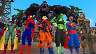 superman spiderman vs  goku vs hulk vs squid game vs  thanos vs superman vs kingkong vs vision