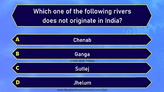 Rivers of India Quiz | 25 Questions | India Geography Quiz | GK Questions on Rivers of India