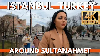 ISTANBUL TURKEY 2024 SULTANAHMET 26 MARCH 4K WALKING TOUR VIDEO ULTRA HD-HAGIA SOPHIA,BLUE MOSQUE