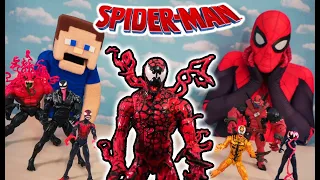 SPIDERMAN Maximum Venom & Carnage Marvel Legends SUPER HERO Complete Set & TOXIN! Toys Unboxing