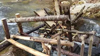 Waterwheel Up and Down Sawmill Video 1