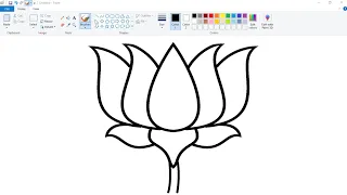 How to draw in Ms Paint | Lotus Flower Drawing | Flower Drawing Tutorial.