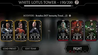 MK11 Jade is a Devil | White Lotus Normal Tower Boss Match 170 & 190 Using Gold Team | MK Mobile