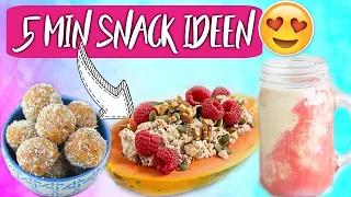 SO LECKER! 😋 5 MIN SNACK IDEEN, die du lieben wirst!💡 Gesund & VEGAN! Shakes, Papaya Boot & Mehr! 🍽