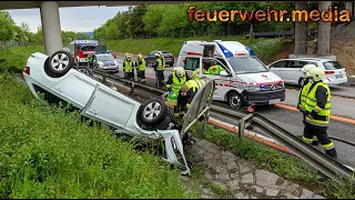 Fahrzeugüberschlag im Baustellenbereich der B37