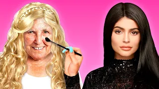 Grandma as a Hollywood Star ⭐ | Makeup Transformation into Kylie Jenner, Kim K and Many More!