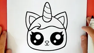 HOW TO DRAW A CUTE UNICORN KITTEN