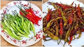 Hari Mirch Fry Recipe - हरि मिर्च मसाला  फ्राई रेसिपी - Green chilli Fry - Fried Green Chilly Recipe