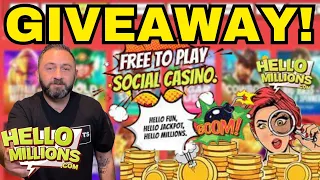 🔴ANOTHER LIVE GIVEAWAY!!! LIVE ON Hello Millions  SOCIAL CASINO!