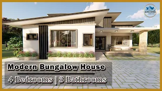 Modern Bungalow House Design Idea with 4 Bedrooms