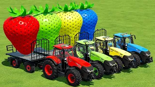 LOAD & TRANSPORT STRAWBERRY WITH COLORED CASE TRACTORS - Farming Simulator 22