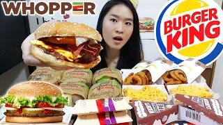 BURGER KING FEAST! Whoppers, Angus Beef Burgers, Onion Rings, Hershey's Pies | Mukbang Eating Show