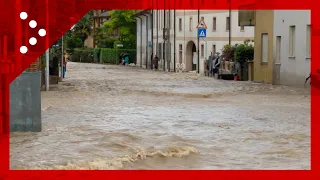 Alluvione nel trevigiano, strade invase dall'acqua a Bessica di Loria