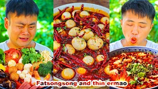 mukbang | Braised Pork | Beef hotpot | Spicy Eggs | prickly pear | fatsongsong and thinermao