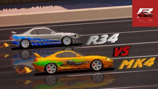 Nissan skyline R34 VS Toyota supra Mk4 | 2JZ VS RB26 || APEX RACER