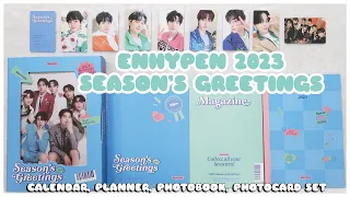 ✨ unboxing enhypen 2023 season's greetings | calendar, planner, photobook, popup box, photocard set