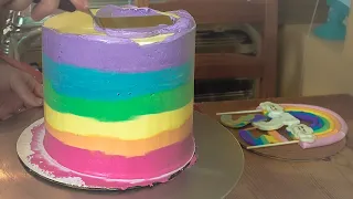 Rainbow Cake: How to achieve BRIGHT buttercream colors #stayhome and bake #withme