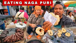 Eating Naga Puri for the first time in Dimapur Super Market Nagaland